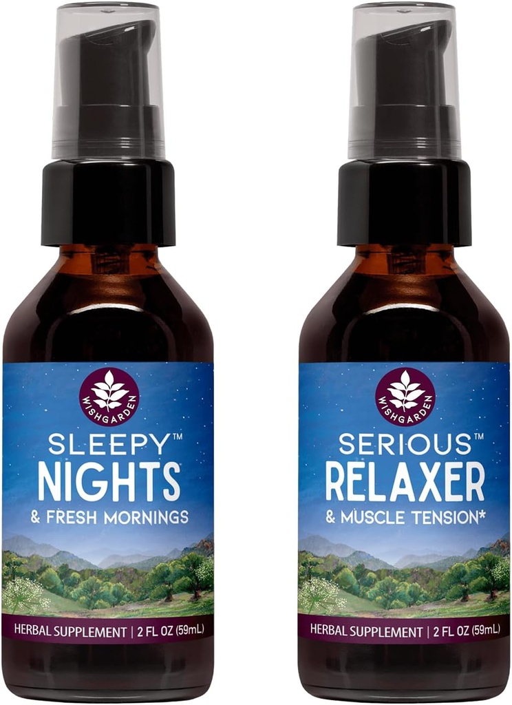 WishGarden 허브 수면 밤 초본 수면 지원 + 심각한 Relaxer 자연 휴식 근육 보충 (2-2oz 번들)