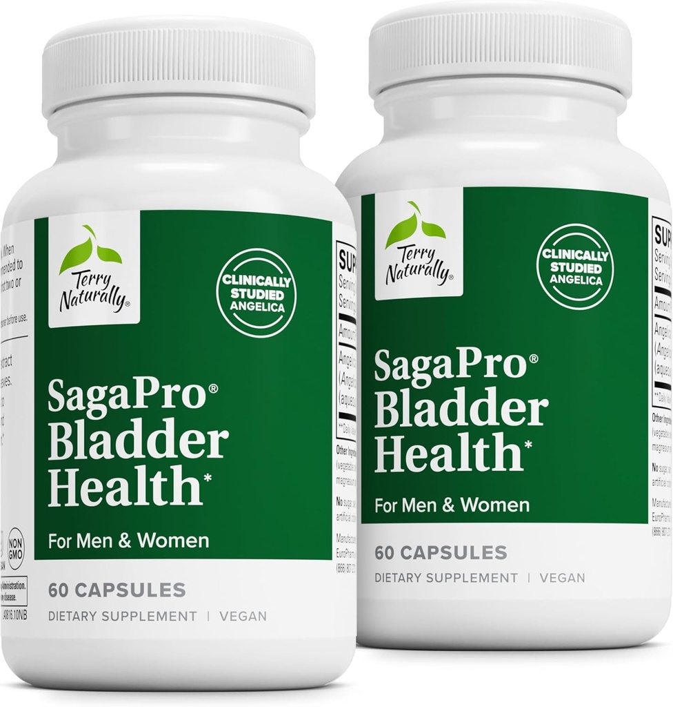 Terry Naturally SagePro Bladder - Bladder Support Supplement - 안젤리카 잎 추출물을 가진 규정식 보충교재 - 원조 Urinary Tract 기능 & 건강에 Vegan 캡슐 - 60의 캡슐 (포장 2)