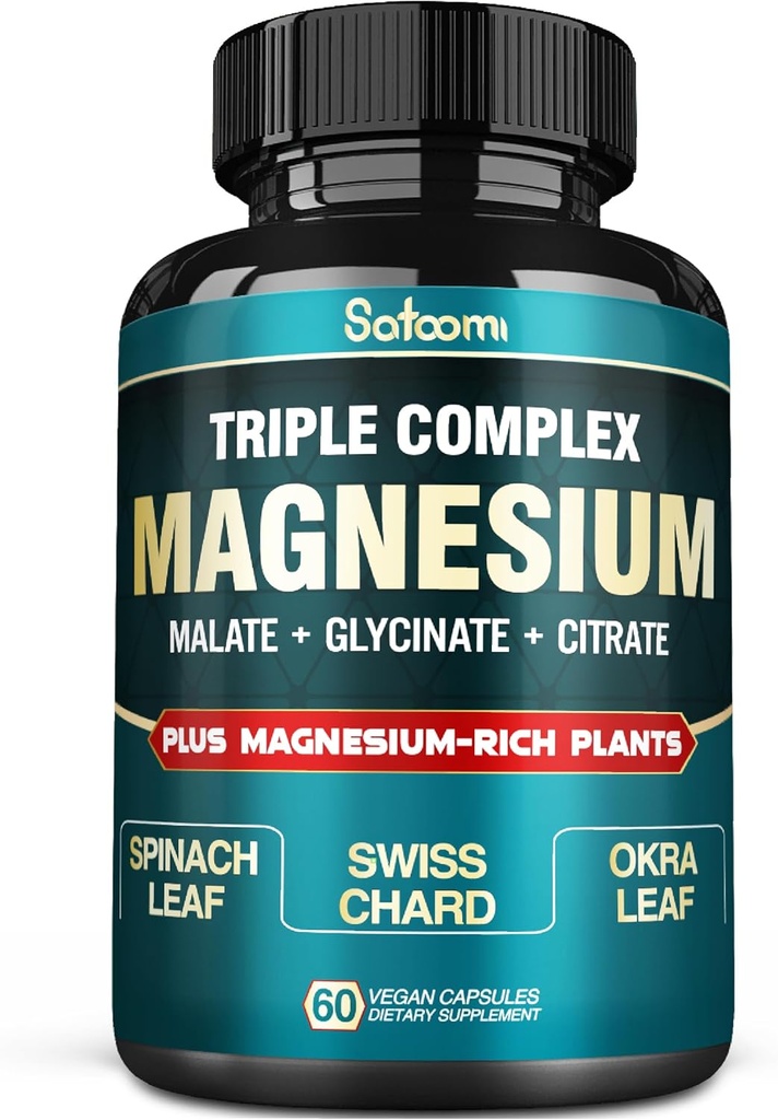 순수한 마그네슘 글리세린 500mg 캡슐 - 글리세린, 말레이트, 구연산염을 가진 트리플 마그네슘 보충교재 Complex를 가진 높은 흡수 - 심장, 합동 & 뇌를 지원하십시오 - 60 Vegan 알약