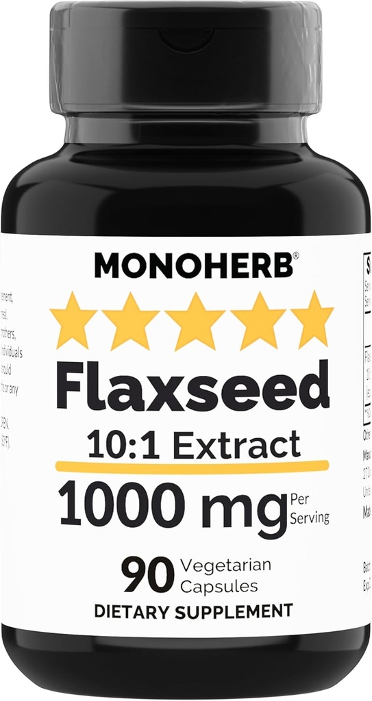 MONOHERB Flaxseed 추출물 1000 mg - 90 채식 캡슐