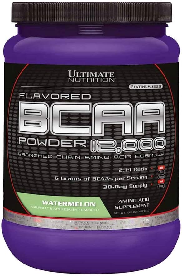 궁극적 인 영양 맛 BCAA 분말 - 3g Leucine 1.5g Valine 1.5g Isoleucine와 함께 카페인 무료 - 포스트 운동 아미노산 보충, 포도, 30 서빙