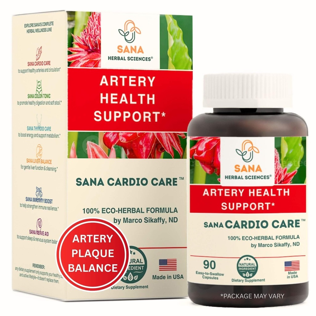 Artery Plaque 제거 공식 | 4-Element All-Natural Supplement to Support Blood Pressure, Healthy Cholesterol, Heart Rhythm | 90 Easy-to-Swallow 캡슐 | 산나 허브