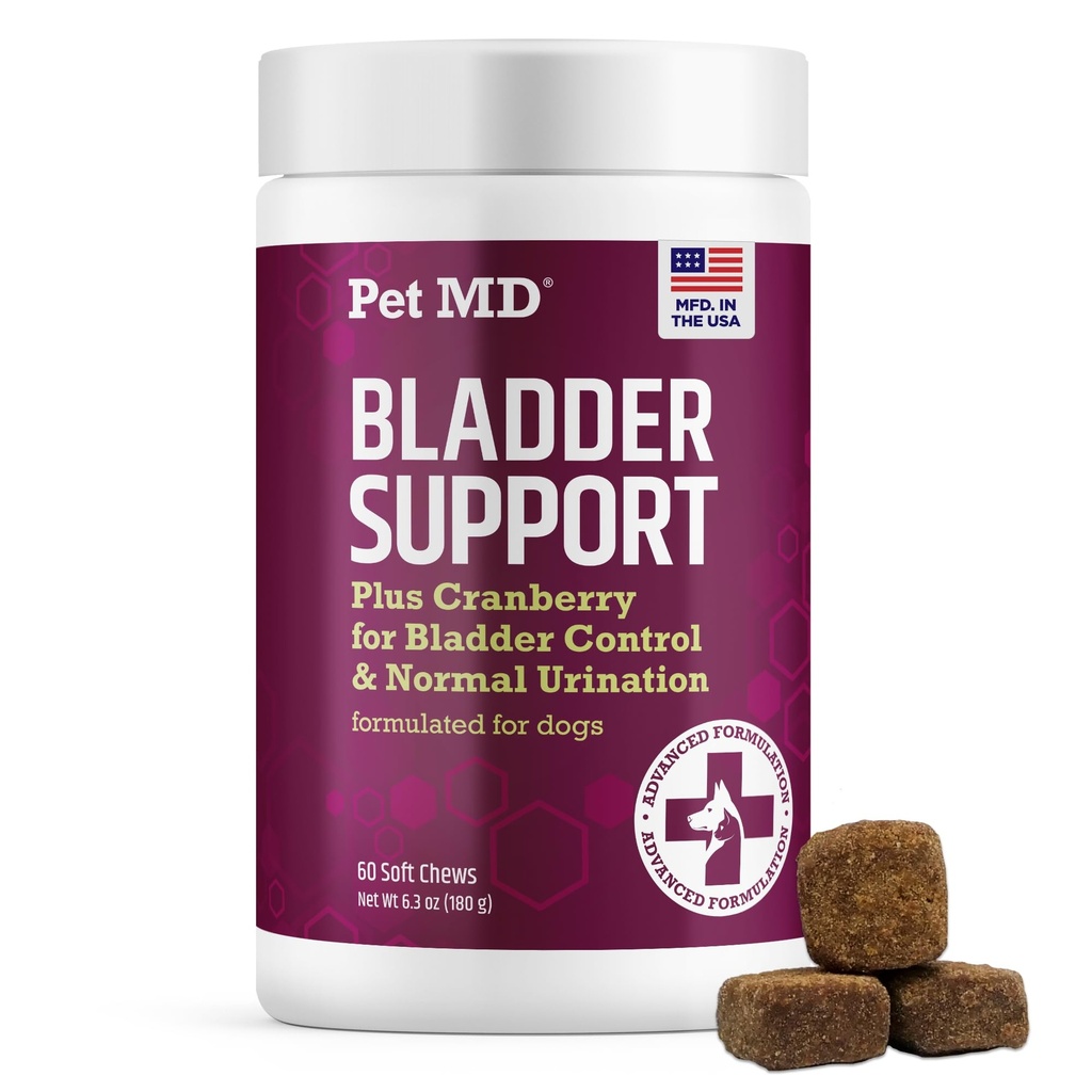 애완 동물 MD Bladder 지원 플러스 개를 위한 크랜베리 - 지원 방광 통제 & Urinary Tract 건강 - 개 UTI & Incontinence를 구호하는 도움 - 개를 위한 야생 Yam 뿌리 & 크랜베리 방광 조금 - 60 ct