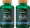 Swanson Real Food Multi Men's Multivitamin Multimineral Men's Health Prostate 스트레스 응답 Bladder 보충 Vegan Gluten-Free 비 GMO 90 Veggie 캡슐 Veg Caps (2 팩)