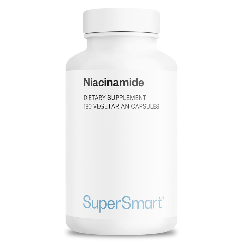 Supersmart - Niacinamide 보충 하루 2000mg (Nicotinamide) - 플러시 무료 비타민 B3 Niacin | 비 GMO 및 글루텐 무료 - 180 채식 캡슐