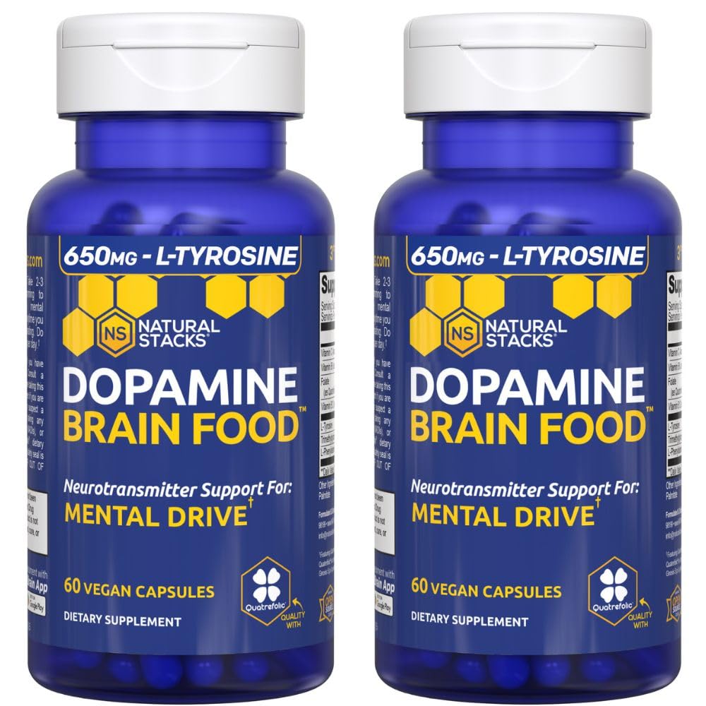 Dopamine 두뇌 음식 - 650mg L-Tyrosine 보충교재 - 초점 & 정신 드라이브를 위한 Dopamine 보충교재 - 지원 정신 에너지 - B 비타민을 가진 Neurotransmitter 지원 - 120의 캡슐