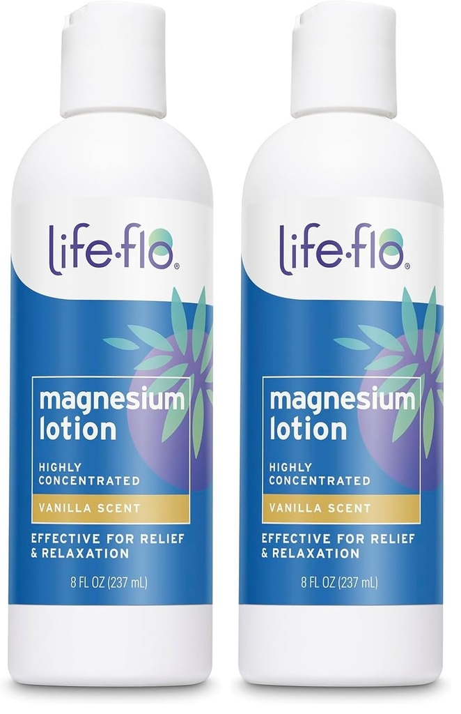 Life-flo Magnesium Lotion, Vanilla Scent - Zechstein Seabed의 마그네슘 염화물과 완화 - Dermatologist Tested, Hypoallergenic, 60 일 보증, 동물에 테스트되지 않음, 8oz
