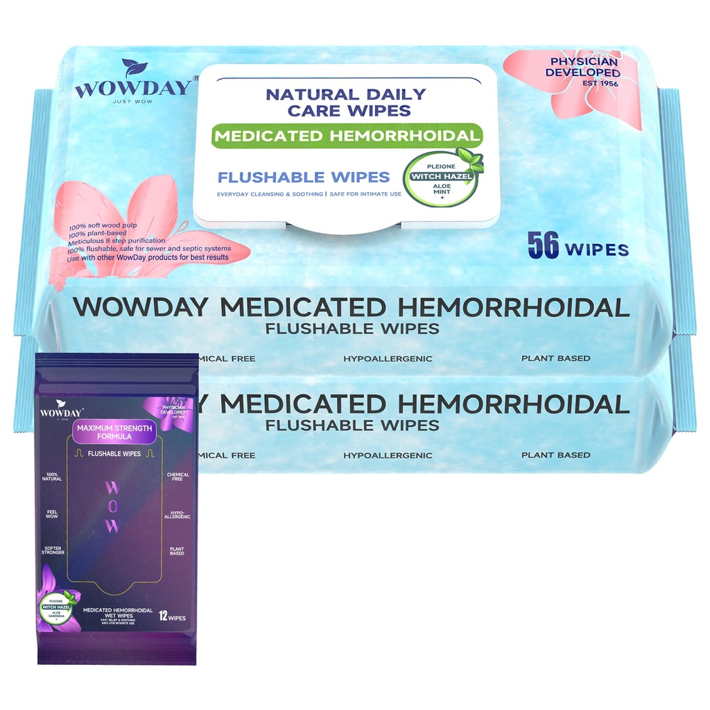 불쾌한 치질 Wipes | Medicated Witch Hazel Wipes Ph Balanced | 112 Count Fragrance Free Adult Hemorrhoid Treatment Witch Hazel Wipe for Butt Itch Relief Soothing