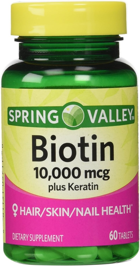 봄 밸리 Biotin 규정식 보충교재, 100 Mg Keratin, 60 정제를 가진 10,000 Mg