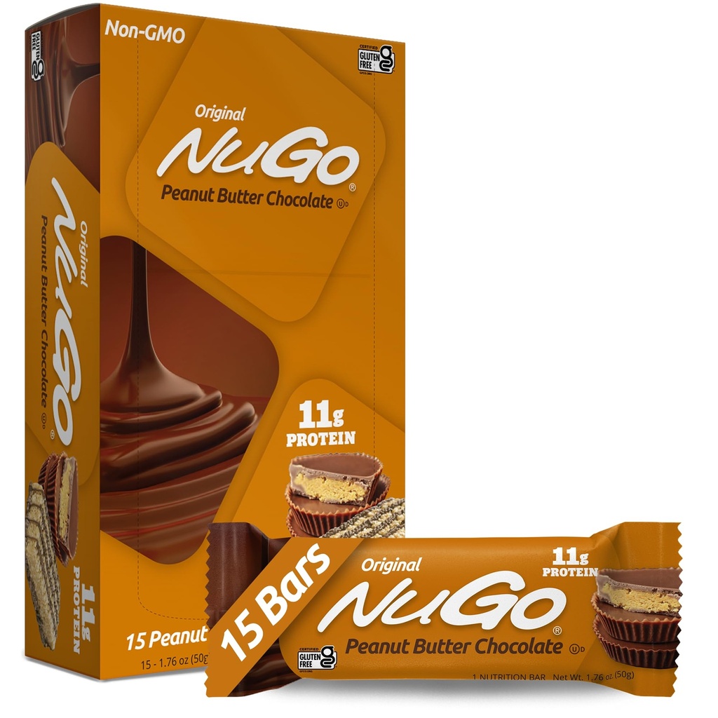 NuGo Protein Bar, 땅콩 버터, 11g Protein, 글루텐 무료, 15 카운트