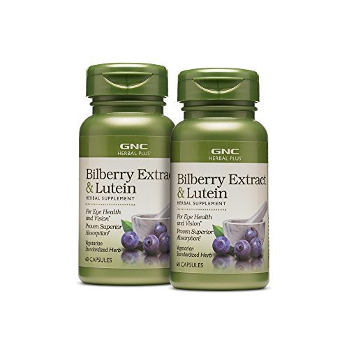GNC Herbal Plus Bilberry Extract와 Lutein | 지원 눈과 비전 건강 | 트윈 팩 (2 x 60 카운트)