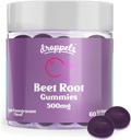 Beetroot 분말 500mg, 포도씨 추출물 300mg, 비타민 B12 & Niacin를 가진 Droppel Beet 뿌리 Gummies | Vegan, Pectin-Based & Non-GMO Beetroot 보충교재, Apple Pomegranate 풍미, 60 조사