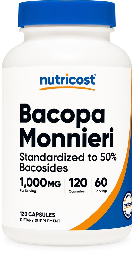 Nutricost Bacopa Monnieri 1,000mg, 120 캡슐 (60 인분) - 비 GMO, 글루텐 무료 및 채식 친화적 인