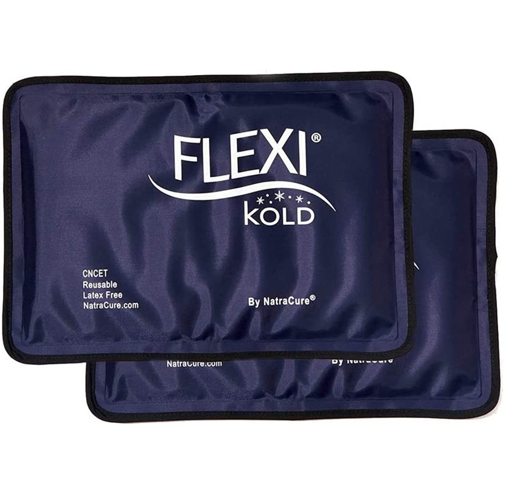 2 FlexiKold 젤 아이스 팩 - 부상 재사용, 허리 통증 완화, 무릎 아이스 팩 랩, 수술 후, 무릎 용 아이스 팩 - 6303-COLD-2PK NatraCure - Medium - 2PK