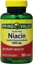 스프링 밸리 - Niacin 500 mg, 플러시 무료, 120 캡슐