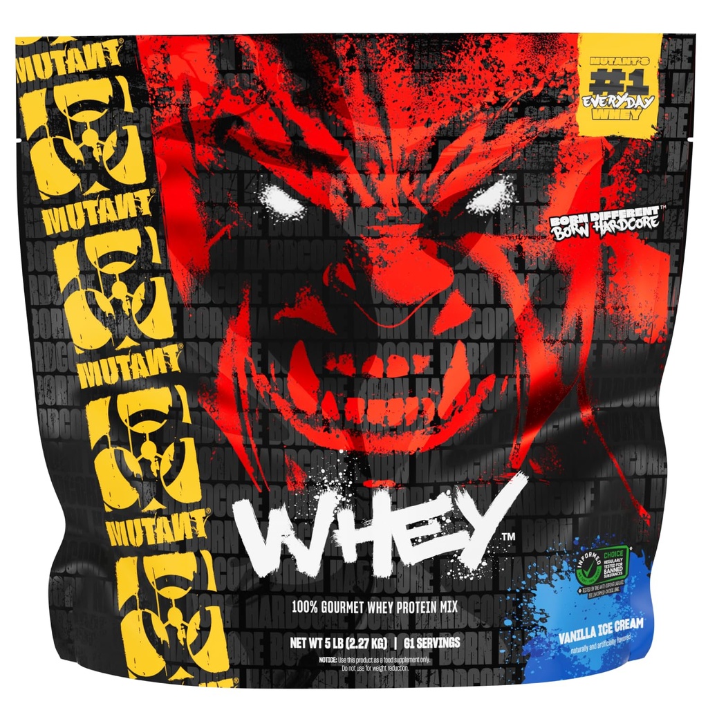 Mutant Whey - 100 % Whey Protein Powder Shake, Gourmet Taste, 22g 단백질, 빠른 흡수, 쉬운 소화, 5lbs - 바닐라 아이스크림
