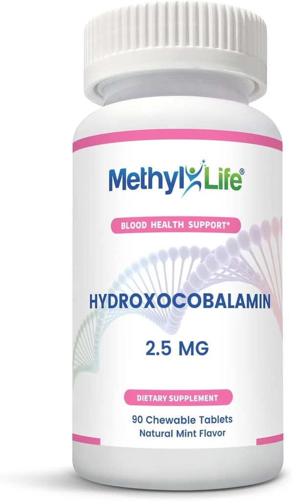 Methyl-Life® Hydroxy B12 Sublingual Tablets – Gentle, Vitamin B12 Supplement for Daily Energy & Cellular Support – Vegan, Non-GMO, 글루텐 & Top 14 알레르기 무료 | 90 화학 정제