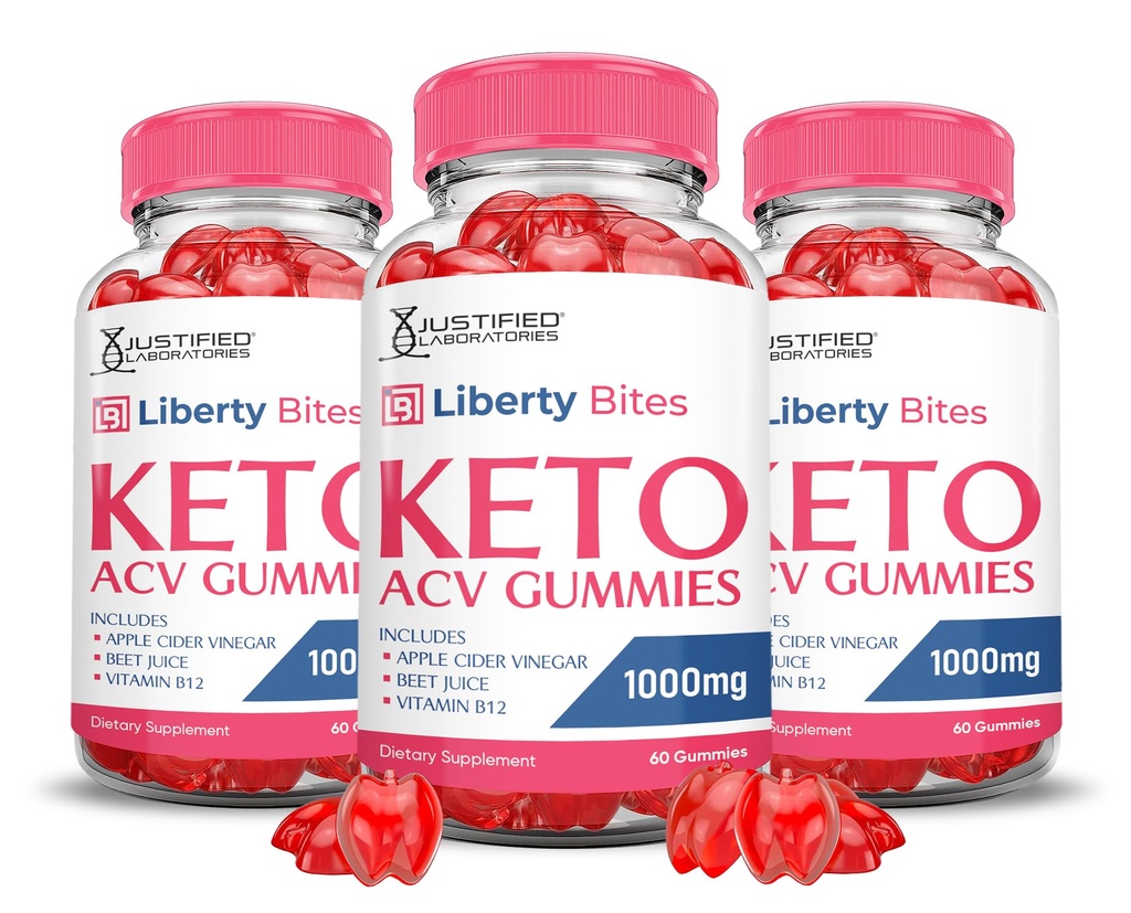 (3 팩) Liberty Bites Keto ACV Gummies 고급 공식 1000MG Libertybites Keto Gummies Apple Cider Vinegar Pomegranate Beet Juice Powder B12 Vegan Non GMO 180 거미로 공식화