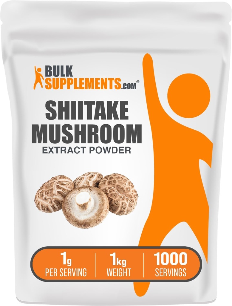 BulkSupplements.com Shiitake 버섯 추출물 분말 - Shiitake Mushroom Powder Supplement, Immune Support - Vegan & Gluten 무료, 서빙 당 1g, 1kg (2.2 파운드) (팩 1)
