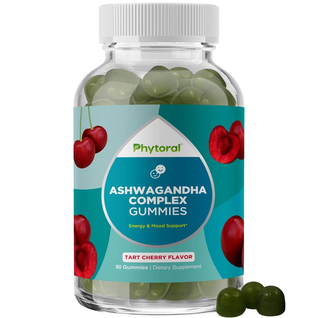 남성과 여성을위한 Calming Ashwagandha Gummies - 30 : 1 아연과 비타민 D가있는 루트 추출물 - 에너지 및 계류 지원을위한 성인을위한 맛있는 Adaptogen 스트레스 구미 (90 서빙)