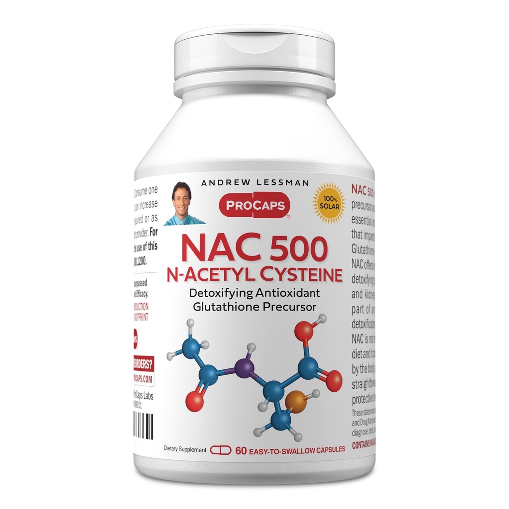 ANDREW LESSMAN NAC-500 N-Acetyl Cysteine 60 캡슐 - 무료 라디칼의 매일 Onslaught 도움, 뇌를 보호, 심장, Lungs, Liver, Kidneys. 산화 방지제 해독. 없음 첨가제