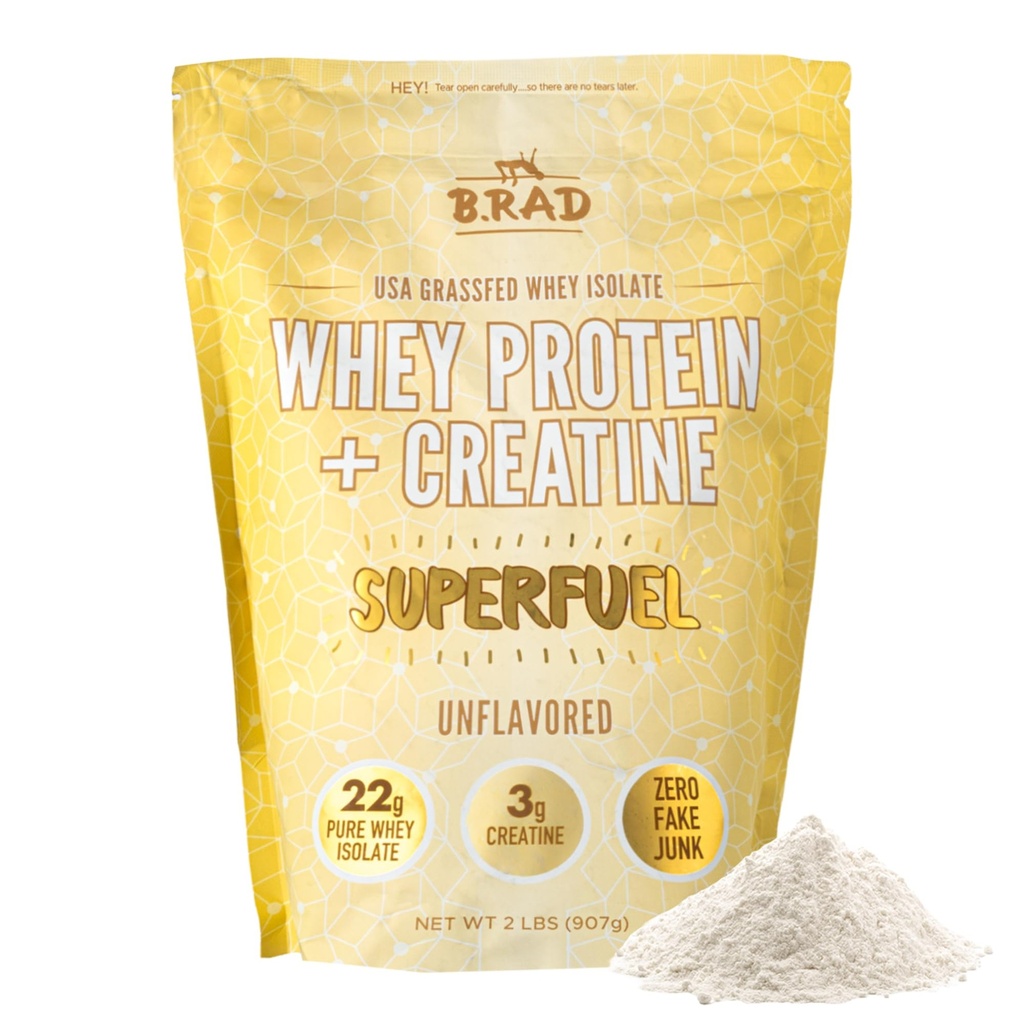 B.rad Superfuel - 잔디 Fed Whey Protein Isolate Creatine와 부스트 | 농장-Fresh, easy-to-Digest, 깨끗한 재료 | 2 파운드 | 100 % 미국 소스 | 불확실한