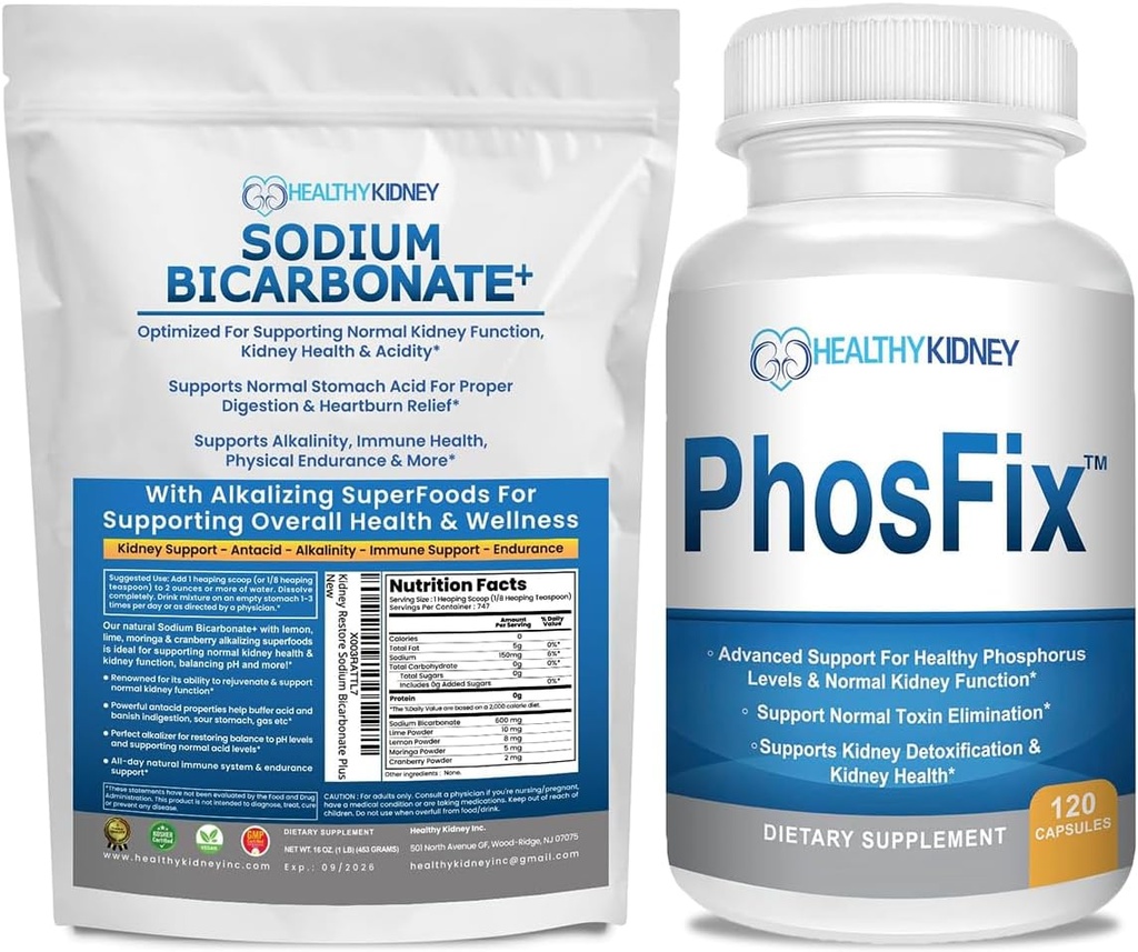 유기 나트륨 중탄산염 알칼리성 보충교재는 알칼리성, Kidney & 산성 지원 + PhosFix를 위한 2LB 분말 120 알약 인 Binder를 체중을 줄입니다 건강한 인 수준 & Kidney 건강 Renal 지원을 위한