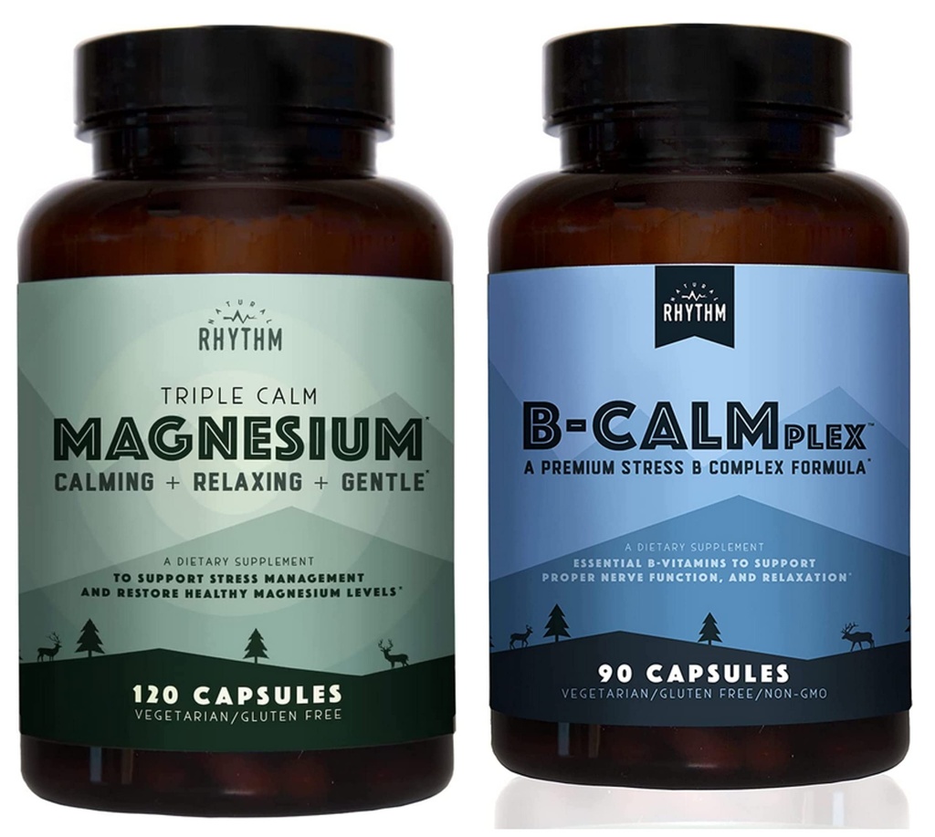 Natural Rhythm Calm Bundle - 트리플 캘름 마그네슘 150mg, 120 캡슐 + B-CALMplex, 독특한 비타민 B 혼합, 90 캡슐
