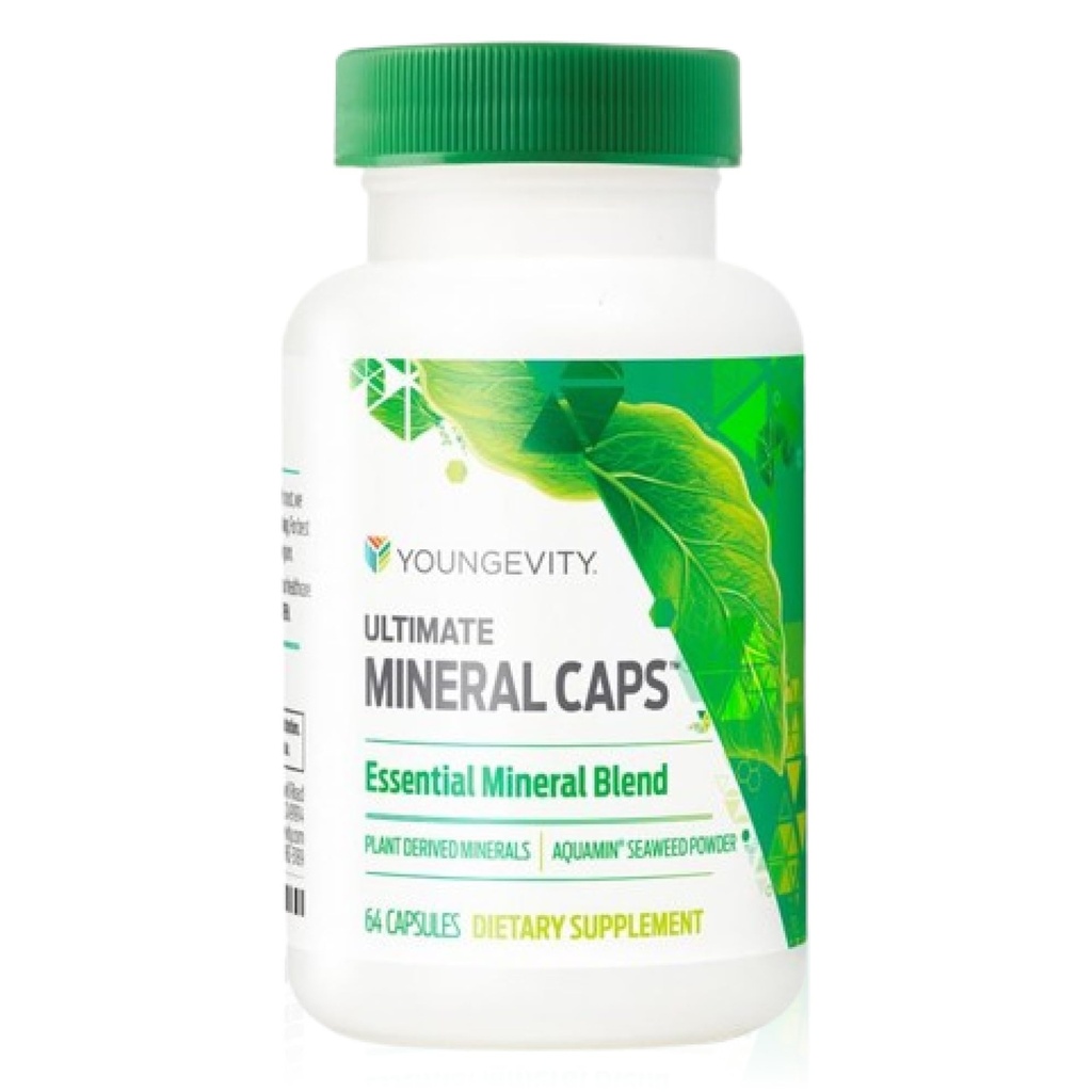 Youngevity Ultimate Mineral CapsTM - 70+ Essential Full Spectrum Trace Minerals - Nutrient-Dense, Humic & Aquamin Seaweed (64 캡슐) (팩 4)