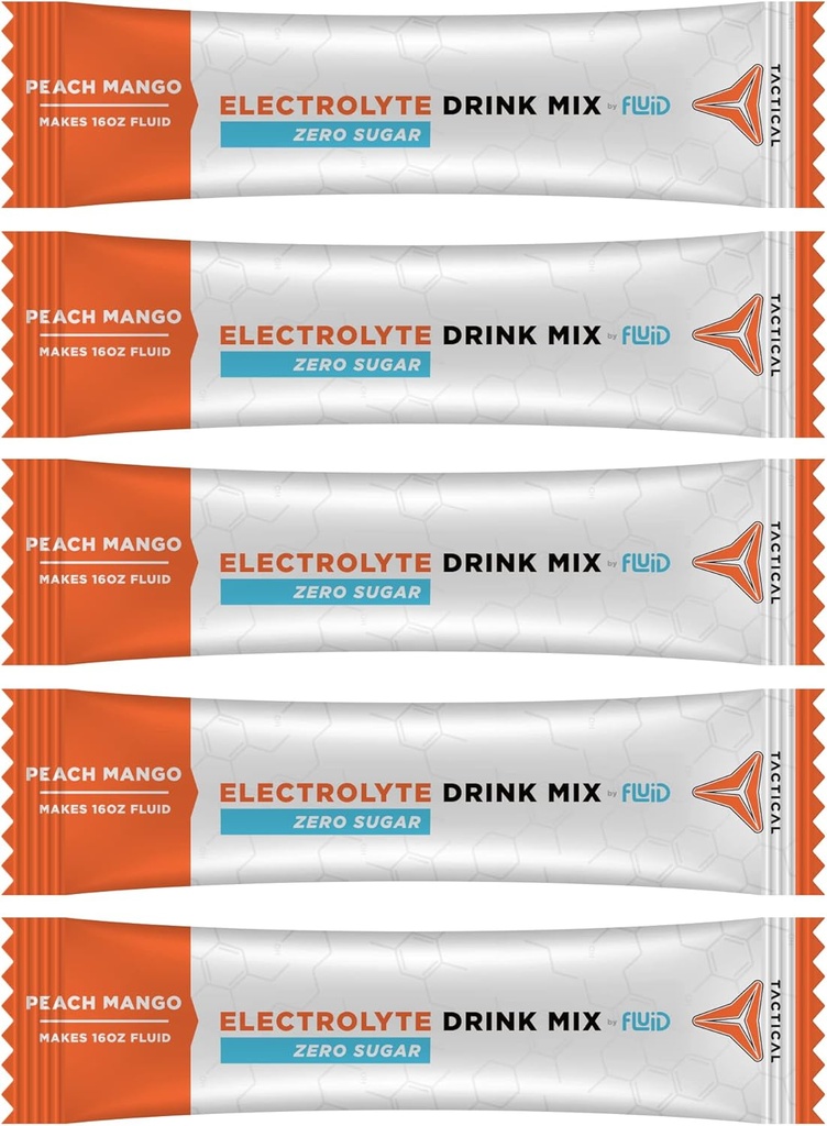 유체 전술 - Zero Sugar, Keto Electrolyte Powder, Hydration Packets, 미국 (Peach Mango, 25 카운트)
