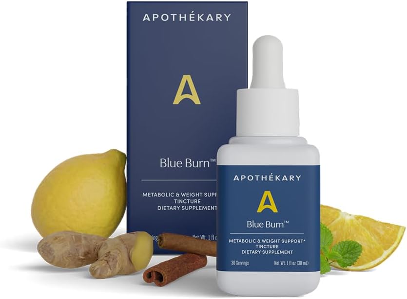 Apothékary Blue Burn 초본 보충 초본 액체 하락, 규정식 대사 지원 보충교재 1.22 Fl Oz, 30의 서빙