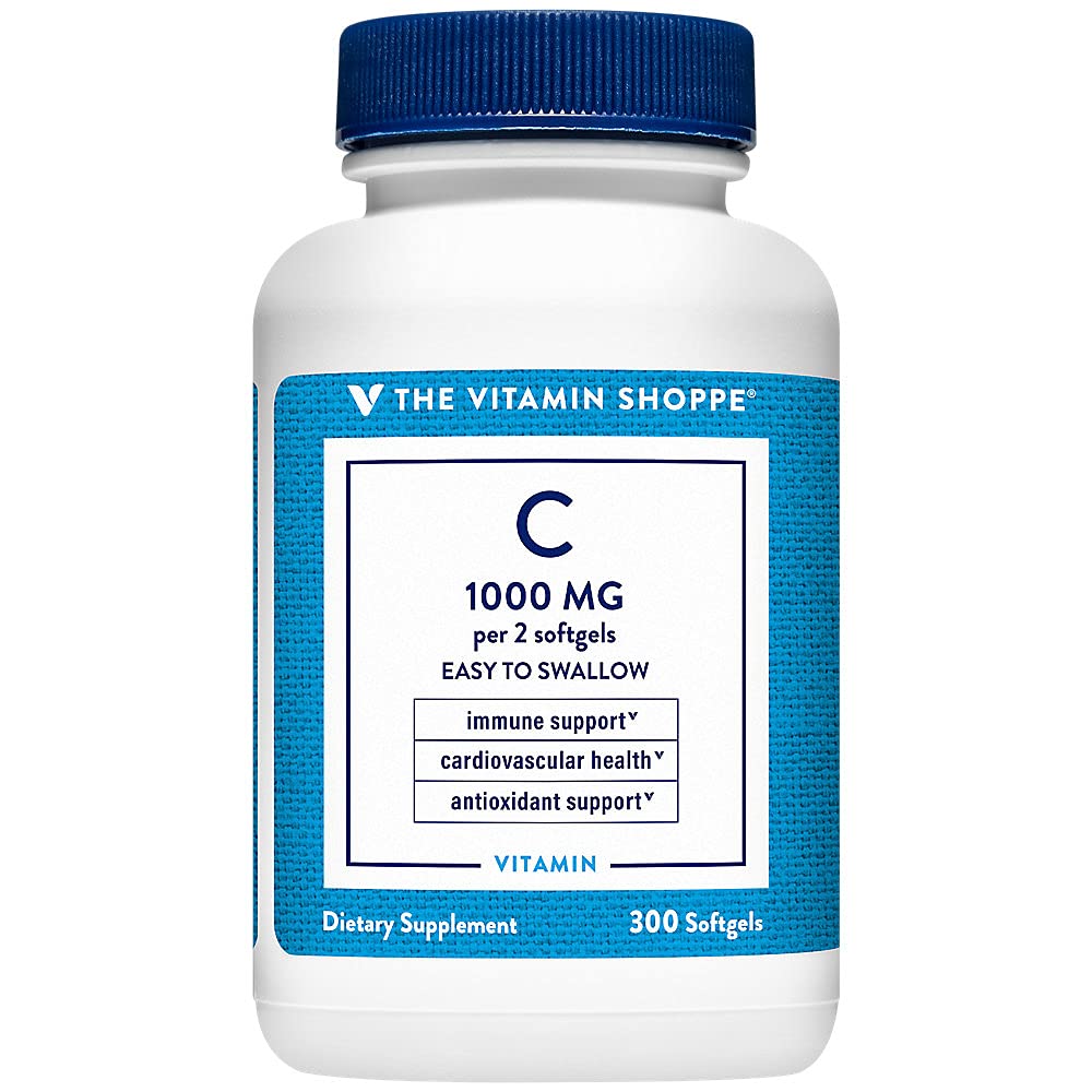 비타민 Shoppe 비타민 C 1,000MG, 삼키기 쉬운, 면역성이 강한 그것은 면역과 심장 혈관 건강 지원 (300 Softgels)