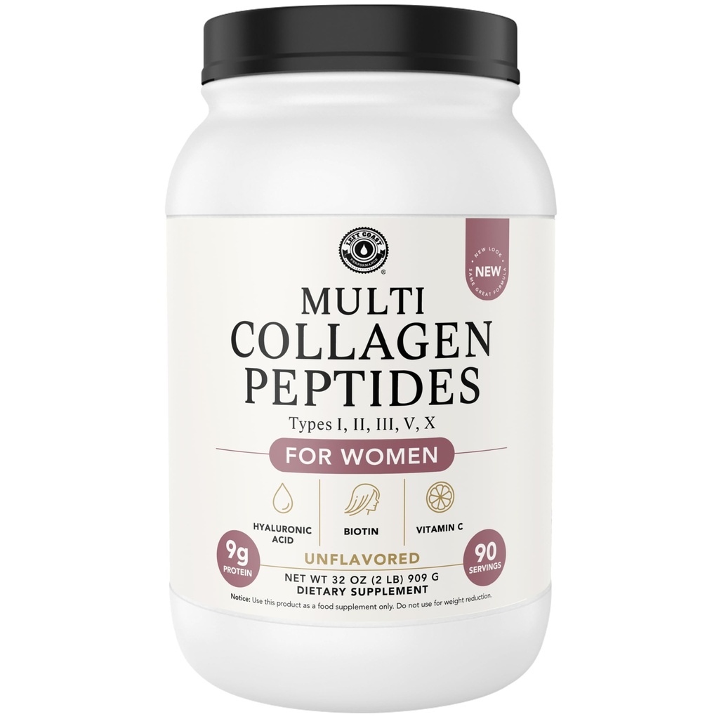 Biotin, Hyaluronic 산, 비타민 C (2lb 가치 크기)를 가진 다 교원질 분말 | 가수분해된 교원질 보충교재 (유형 I, II, III, V, X). 머리, 피부, 여자를 위한 못, 남자