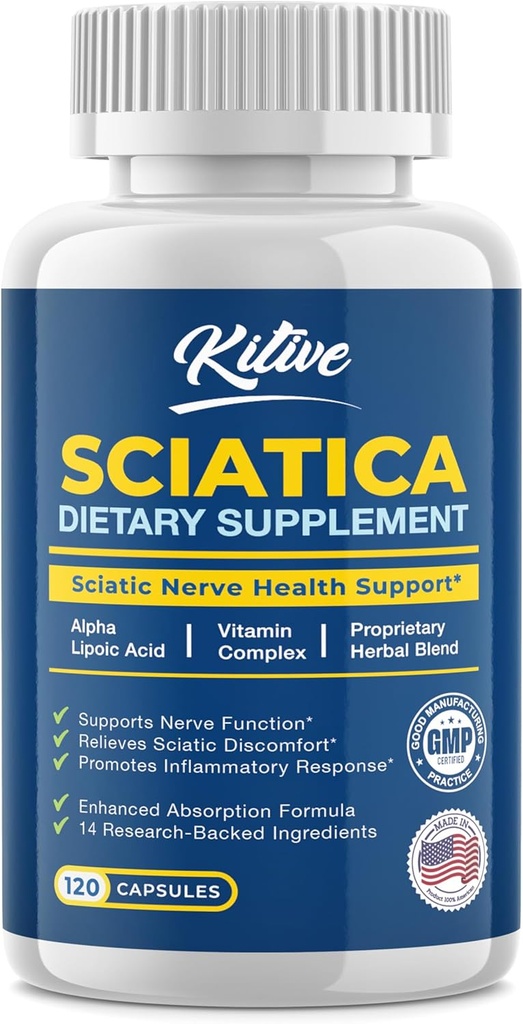 Sciatic Nerve Relief : Sciatica의 고급 지원 보충 - 잠재적 인 알파 Lipoic Acid & Turmeric & Herbal Relief Ingredients - 미국, 120 캡슐 (120 개), 바나나 (120 개)