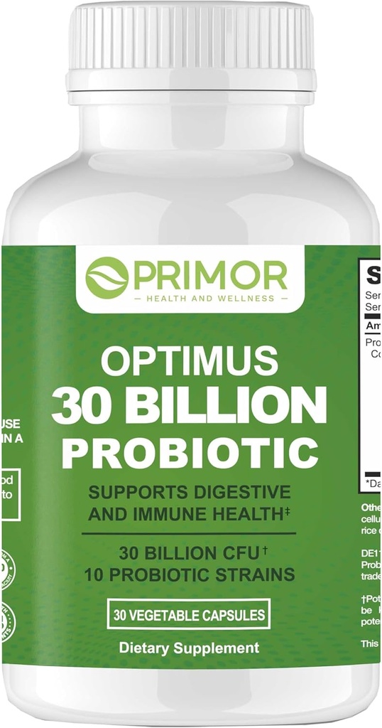 30 억 Probiotics – 10 Strains | Vegan, Non-GMO | 건강한 Gut - 소화를 지원합니다 – Occasional Constipation, Diarrhea, Gas & Bloating. 여성 및 남성 | 30 개