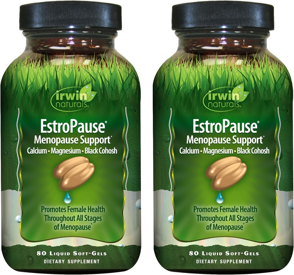 Irwin Naturals EstroPause Menopause & Women’s Health Support – 80 액체 소프트 젤 – Gentle Hormonal Balance Formula - 2 팩