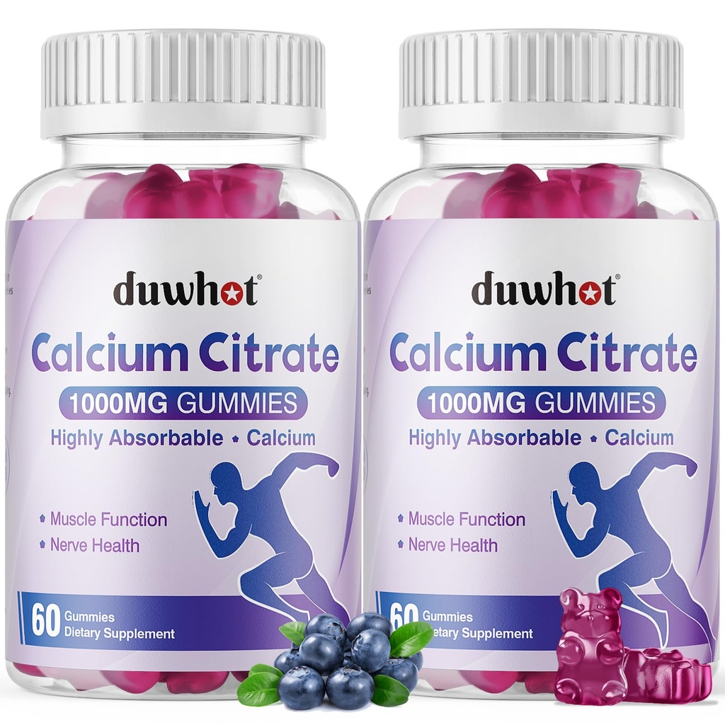 칼슘 구연산염 Gummies, 뼈, 근육 & 면역 지원을 위한 Chewable 칼슘 구연산염 1000mg, 여자 & 남자, 블루베리, 120 Chews를 위한 궁극적인 흡수 칼슘 보충교재