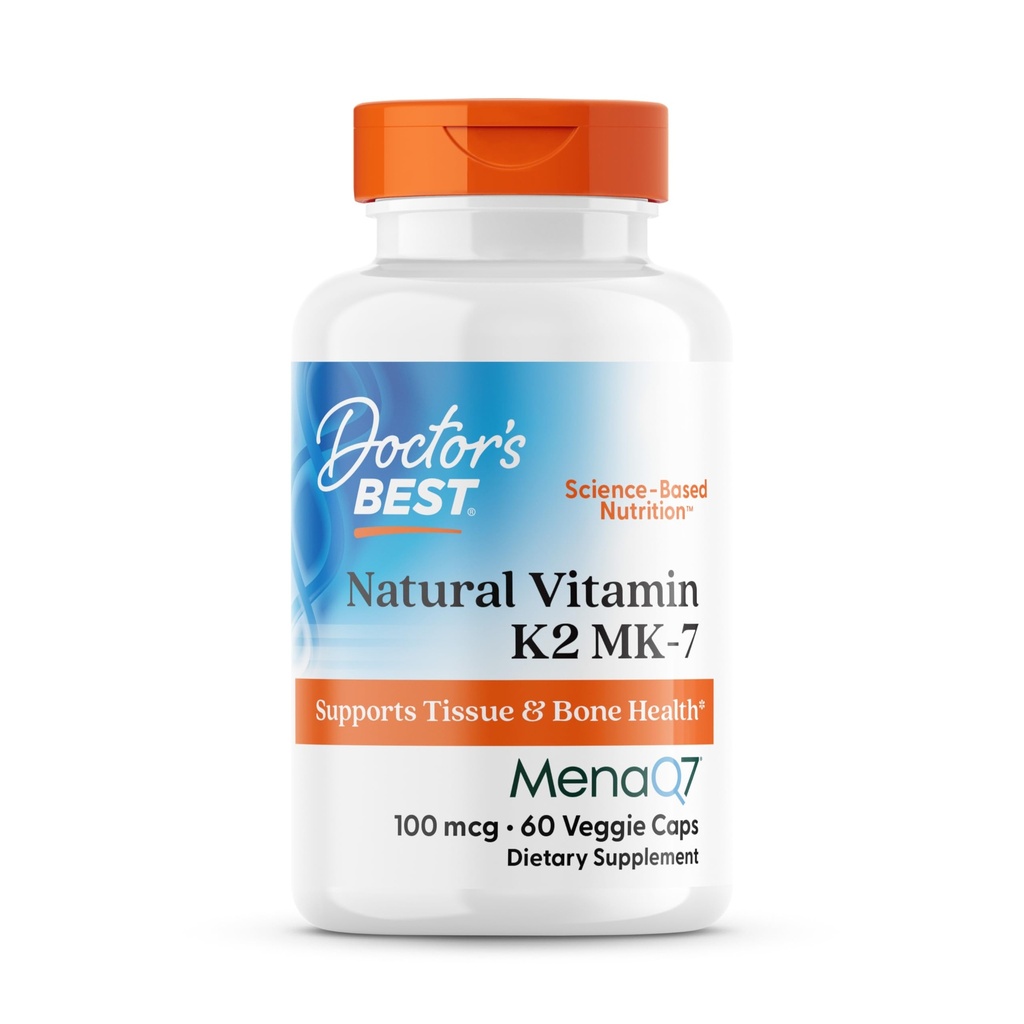 의사 최고의 자연 비타민 K2 MK7 보충 남성 & 여성 - 뼈 건강 지원, 100 mcg 비타민 K-2 MK-7 캡슐 MenaQ7, 칼슘 지원, 비 GMO, Vegan - 60 Veg 모자