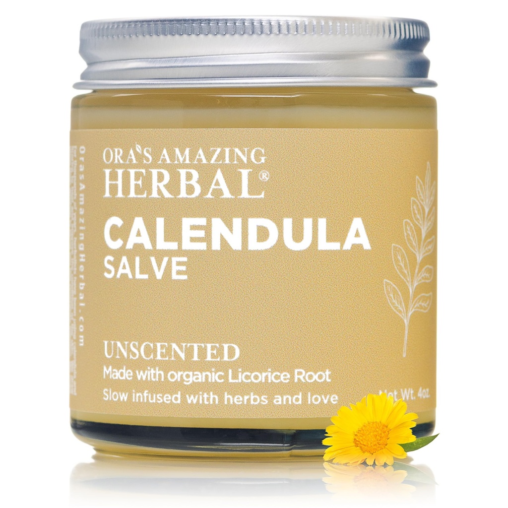 Calendula Salve, Calendula 크림, 드로잉 Salve, Calendula Ointment, Ora의 놀라운 초본, 유기 Calendula와 Licorice 뿌리로 만든 코코넛 무료 샐러드, 4 oz