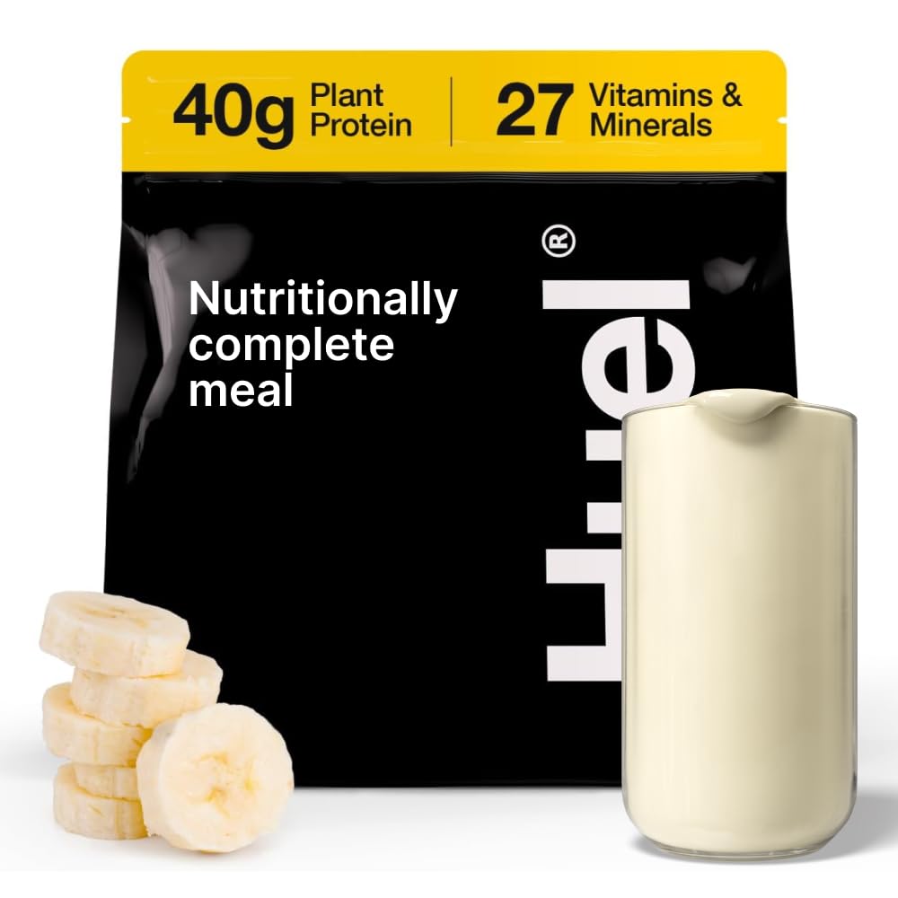 Huel Black Edition | 바나나 40g Vegan Protein Powder | 영양분별 식사 | 27 비타민과 미네랄, 글루텐 프리 | 17 인분 | 플라스틱을 줄이기 위해 포함되지 않은 스쿠프