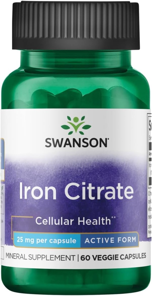 Swanson Iron Citrate 25 밀리그램 60 Veg 캡슐