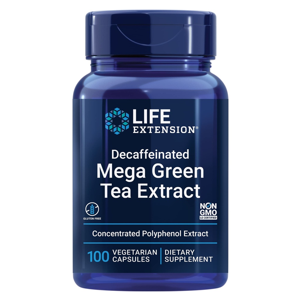 생명 연장 Decaffeinated 메가 녹차 추출물 - 폴리페놀 - Rich, 세포 건강, 심장 건강, 뇌 건강, 산화 방지제 보호 - 비 GMO, 글루텐 - 무료, 채식 - 100 캡슐