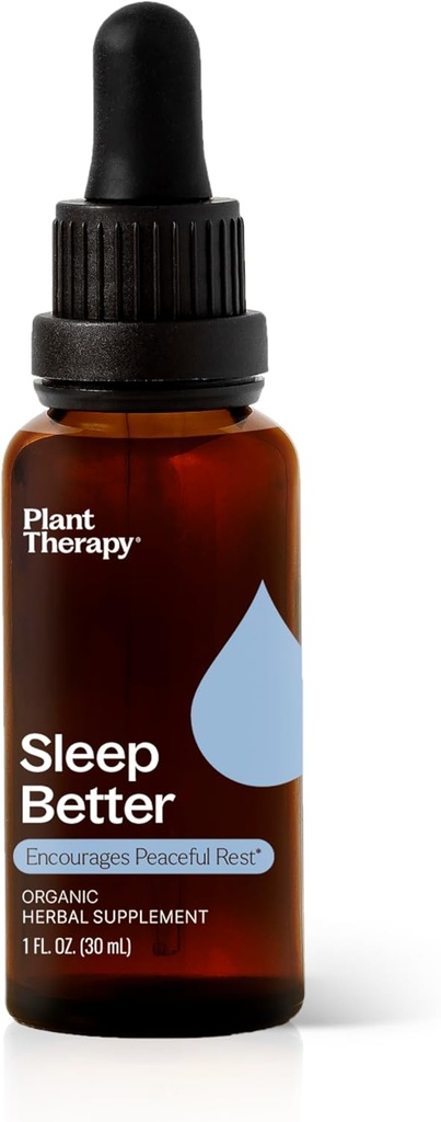 식물 치료 유기 수면 더 나은 열 30 mL (1 oz) 지원 Relaxation & Sleep, Chamomile, Lemon Balm & Valerian 추출물과 함께 Busy Mind를 Calm 도움