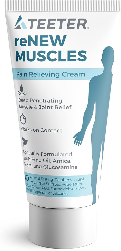 TEETER Renew - Emu Oil, MSM, Arnica, Boswellia Serrata Glucosamine (2.5 oz)와 근육 및 관절 통증 크림