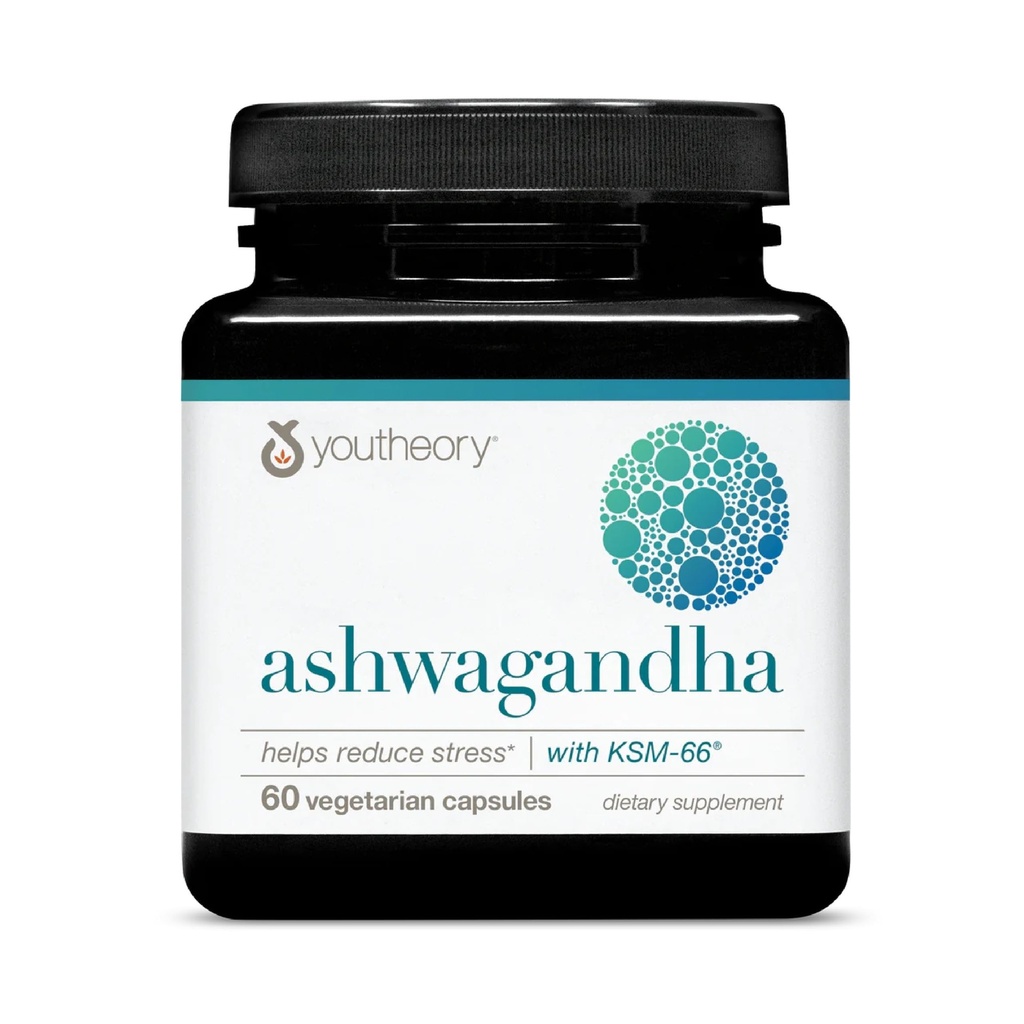 Youtheory Ashwagandha - 1,000 mg - 에너지, 수면, 스트레스 및 Cortisol 지원 보충교재 - 유기 KSM-66 Ashwagandha & Ginger를 가진 Adaptogenic 초본 혼합 - 60 채식 캡슐 (30 일 공급)