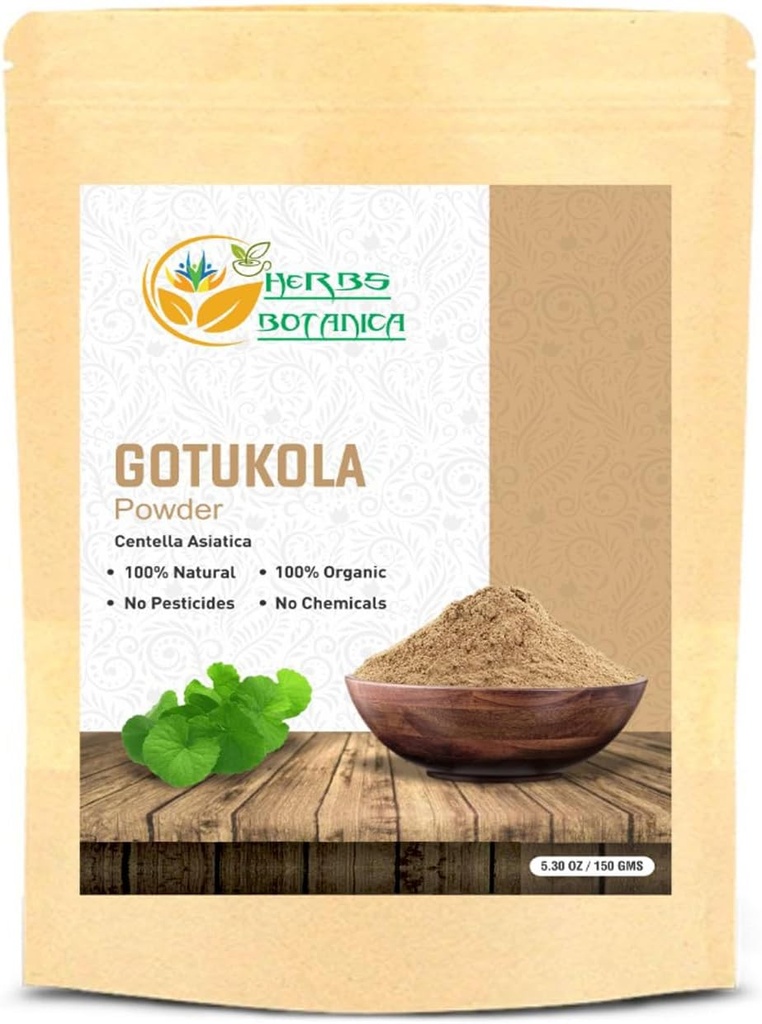 허브 Botanica Gotu Kola 분말 (Centella asiatica) 5.3 oz / 150 GMS 차, 머리 성장 및 웰빙 건강한 자연 시스템 Finely Ground Herbal Powder for DIY Beauty & Supplements