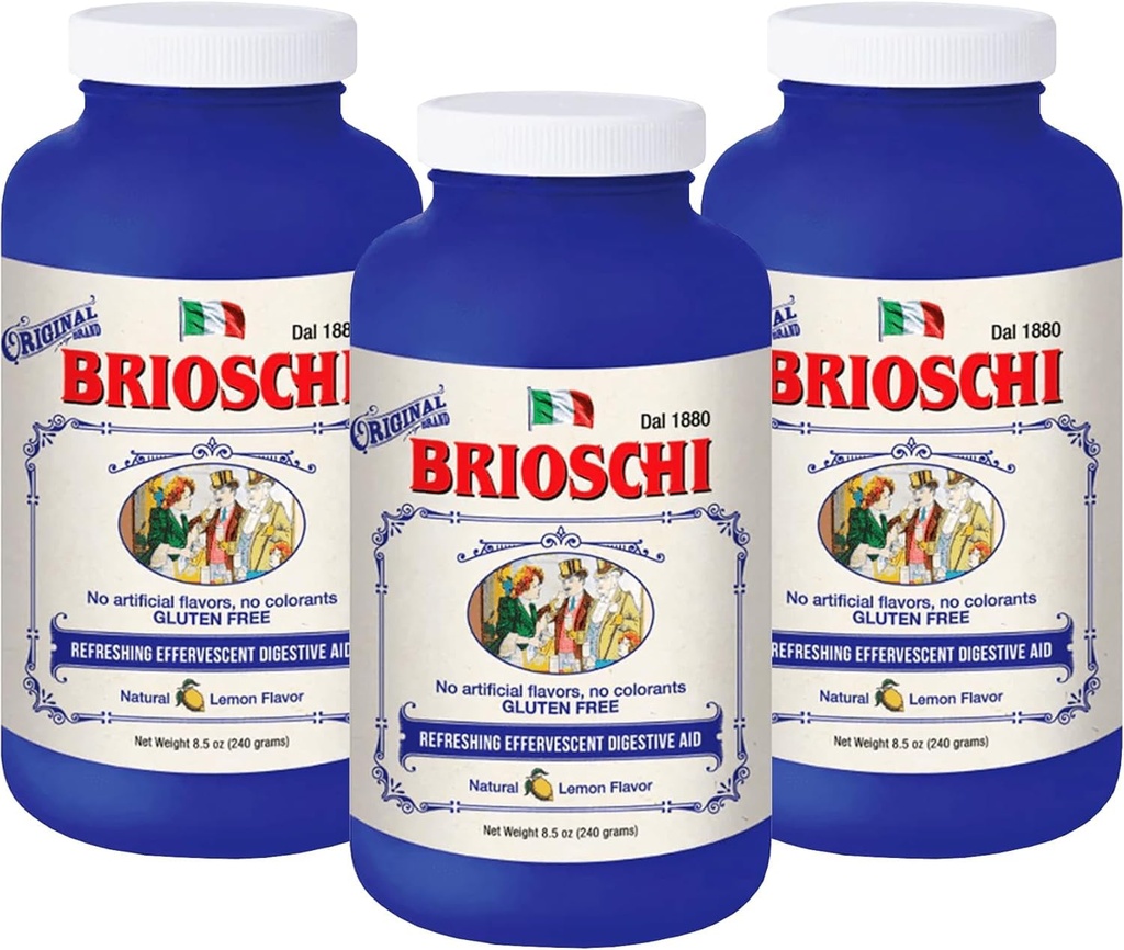 Brioschi 이탈리아 레몬 맛 Effervescent Heartburn, Upset Stomach, 산성 Indigestion, 8.5 oz 병 (포장 3)