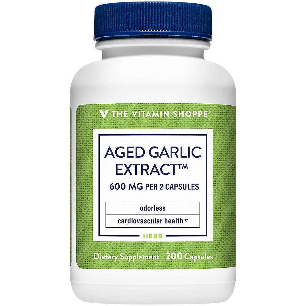 비타민 Shoppe 무취 Aged 마늘 추출물 - 지원 심혈관 건강 - 600 MG (200 캡슐)