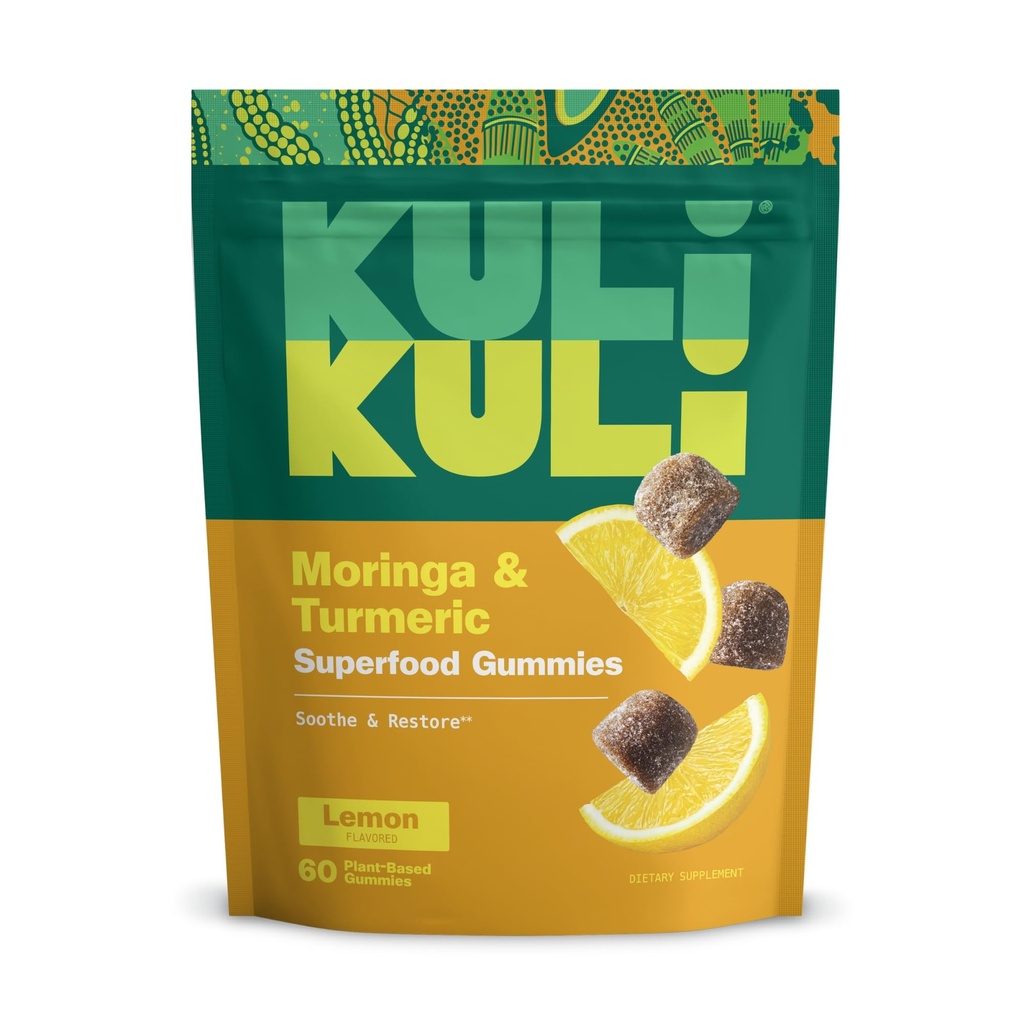 Kuli Kuli Super Energy Gummies - Moringa, Caffeine-Free Natural Energy Booster와 에너지 보충제 - 60 Non-GMO, 글루텐 프리 모링가 Gummies