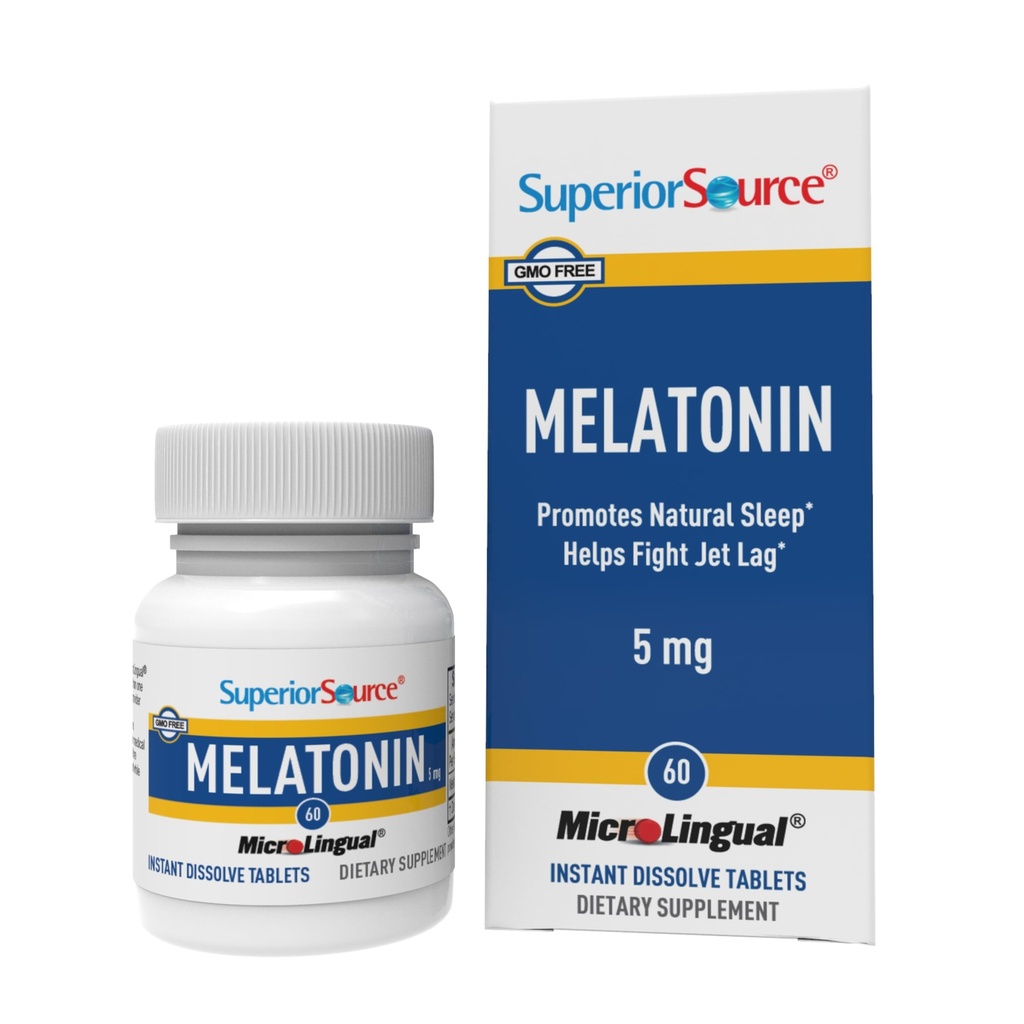 우수한 소스 Melatonin 5 mg - 성인을위한 건강한 수면 지원 보충 - Chamomile Aids Relaxation & Restful Sleep - 60 Sublingual Dissolve Tablet